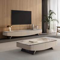 Table basse ovale en bois de luxe ensemble de meuble TV Style nordique salon Table basse rétractable supports TV