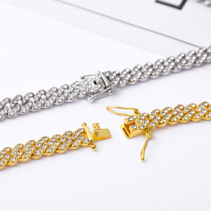 9Mm full rhinestone minimalist <b>Cuban</b> <b>chain</b>, rhombus personalized hip-hop fashion necklace, light luxury jewelry men - Product Image 4