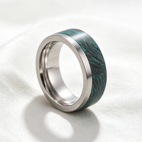 Bague de mariage et bague quotidienne en carbure de tungstène et fibre de carbone plaqué argent 8 mm, coupe plate, unisexe, ajustement confortable, vente en gros