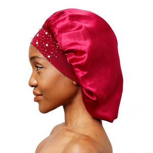 Gorro de Satén Ajustable para Mujer, Diseño de Perlas Rosas, para Uso en las Cuatro Estaciones, Marca Personalizada, para Uso Diario, Fiestas, Viajes al Aire Libre - Product Image 2