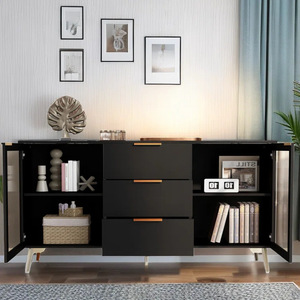 Sala da pranzo mobili cucina in vetro <span class=keywords><strong>a</strong></span> <span class=keywords><strong>specchio</strong></span> moda muro di stoccaggio buffet Cabinet con 2 ante e 3 cassetti cassettiera - Product Image 2