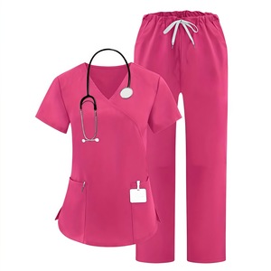 HZMNOI Women's V-Neck Scrub Set Moisture Wicking Knitted Hospital Uniforms For Nurses And Doctors S-XXL - Product Image 5
