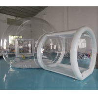Tente gonflable en cristal avec dôme à bulles transparent et Tunnel hermétique, location commerciale, Camping