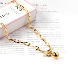 Collier à boule en acier inoxydable plaqué or 18 carats, polissage fin, ne se décolore pas, vente en gros, pour femmes - Product Image 3