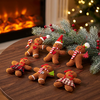 Vente en gros de jouets de Noël en peluche de haute qualité, bonbons de Noël en forme d'homme en pain d'épices, articles cadeaux de Noël
