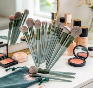 Kits de maquillage professionnels en coton recyclable, pinceaux éventail plats, fond de teint, sourcils, anticernes, fards à paupières, crayon pour les yeux - Product Image 5