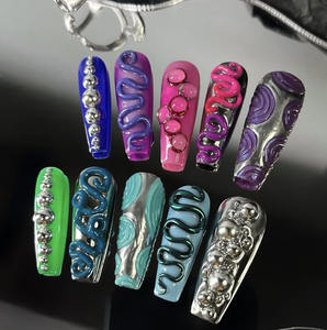 Venta al por mayor personalizado hecho a mano bailarina prensa francesa Stiletto diseño acrílico uñas artificiales arte para mujeres gran oferta OEM - Product Image 2
