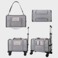 Sac à dos de transport pour animaux de compagnie en tissu Oxford portable, pliable, sac à bandoulière pour chat, poussette pour animaux de compagnie 2 en 1 avec 4 roues, toutes saisons