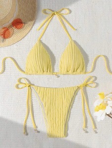 Nouveau bikini sexy européen et américain, <span class=keywords><strong>maillot</strong></span> <span class=keywords><strong>de</strong></span> <span class=keywords><strong>bain</strong></span> une pièce en mousseline <span class=keywords><strong>de</strong></span> soie, ensemble 2 pièces, cordon <span class=keywords><strong>de</strong></span> serrage, dos nu, Xingcheng - Product Image 3