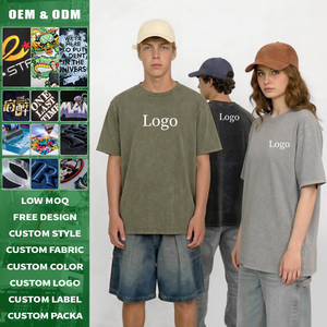 Camisetas Personalizadas de Algodón 100% Tejido para Hombre, Oversize, 240gsm, Teñidas con Técnica Ice Dyed, Estilo Streetwear, Venta al por Mayor, OEM, Impresión DTG - Product Image 1