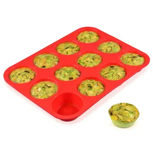 Nhà Sản Xuất Tùy Chỉnh Hình Dạng Thiết Kế Mới 12 Hang Động Cupcake Pan Silicone Muffin Khuôn Silicone Muffin Pan