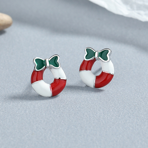 Серебряные серьги-гвоздики Yasno 925 пробы с рождественским дизайном для детей, милый ювелирный подарок - Product Image 3