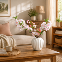 Branche de fleurs de cerisier artificielles en soie de haute qualité, blanches et roses, pour la décoration de mariage, les fêtes et les centres de table.