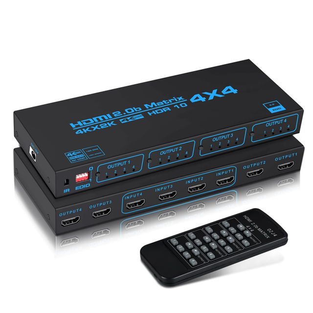 4K 60HZ HDMI Matrix Switch 4x4 4 in 4 Out HDMI 2.0 Matrix Switcher Splitter with SPDIF EDID Extractor IR Control HDCP 2.2 ARC