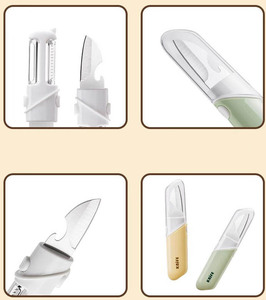Couteau à fruits compact et pratique pour la cuisine, éplucheur de melon, ustensile de cuisine avec grattoir à éplucher - Product Image 2