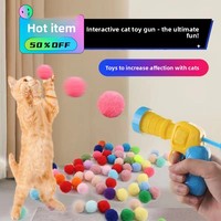 Jouet interactif pour chat : pistolet silencieux anti-ennui en peluche, lanceur de balles en fourrure haute élasticité, accessoire ludique et tendance pour stimuler votre chat