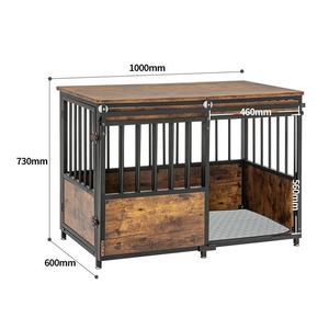 Coussin de meubles de caisse de chien en bois robuste et solide grandes tailles moyennes Double portes coulissantes Cage décorative <span class=keywords><strong>pour</strong></span> animaux de compagnie de haute qualité - Product Image 6