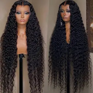 38 40inch glueless full Hd lace wig,human hair lace front deep wave wigs,wholesale 100% raw remy hair