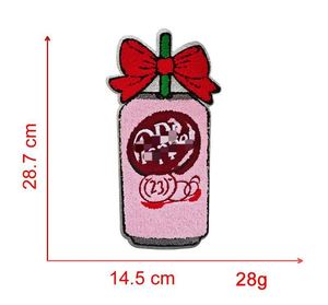 New Hot Iron on Embroidered Chenille <b>Drinking</b> Beer Can Coffee Cup Patch for T-shirt Hoodies <b>Hat</b> Bag Decoration - Product Image 4