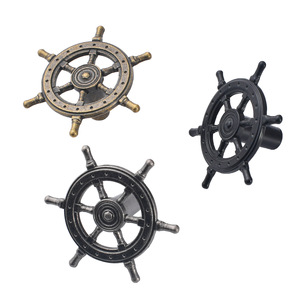 Ship Wheel Furniture Handle Antique Bronze Zinc Alloy Cabinet <b>Knob</b> Mediterranean Style Round Steering Wheel Decor - Product Image 5