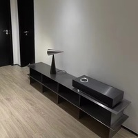 Meuble TV en acier inoxydable, meuble latéral, meuble de rangement, texture filaire, style industriel, minimaliste, meubles de salon