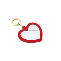 Tas Rias Saku Kulit PU Custom Logo Satu Sisi dengan Cincin Emas, Tas Travel Kecil, Gantungan Kunci Cermin untuk Wanita