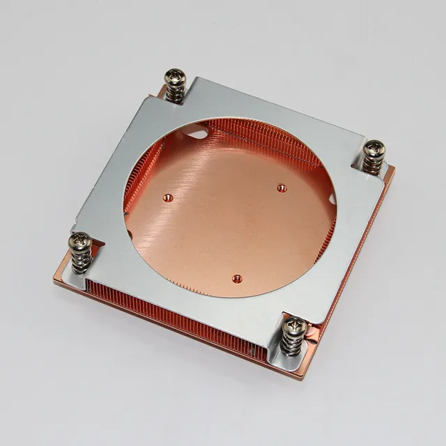 Custom Skived Fin Copper Heatsink for 2U Industrial Server, Copper Block & Pipe Cooler, Square LED Copper Heat Sink
