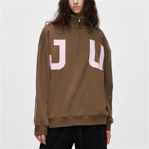 Sweat à capuche surdimensionné personnalisé, col montant, fermeture éclair, uni, teinture unie, tricot en coton, vêtements de sport, streetwear d'hiver, imprimé design - Product Image 2