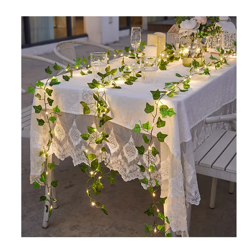 Artificial Ivy Garland Fairy String Lights 20LEDs Green Maple Vine DIY Hanging Lamp Creeper Wedding Party Home Decoration