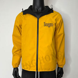 Veste coupe-vent réversible de haute qualité de conception d'usine veste coupe-vent à poignets réglables jaune - Product Image 5