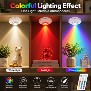 Projecteur LED RGB rechargeable à effet œil de chat avec télécommande, dos magnétique Type C, lumière nocturne multicolore à intensité variable - Product Image 1
