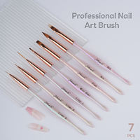 Ensemble de 7 pinceaux de luxe pour nail art, dégradé de perles, manche en cuivre rose doré, pour gel UV et liner, idéal pour salon professionnel