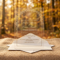 Invitation de mariage en acrylique transparent de haute qualité, personnalisable avec logo, pour les invités, fabriquée en Chine, idéale pour les mariages, les anniversaires et les occasions spéciales.