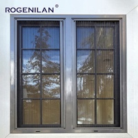 Fenêtre à battant en aluminium Rogenilan pour villas résidentielles aux États-Unis, avec vitrage trempé extérieur pour maisons