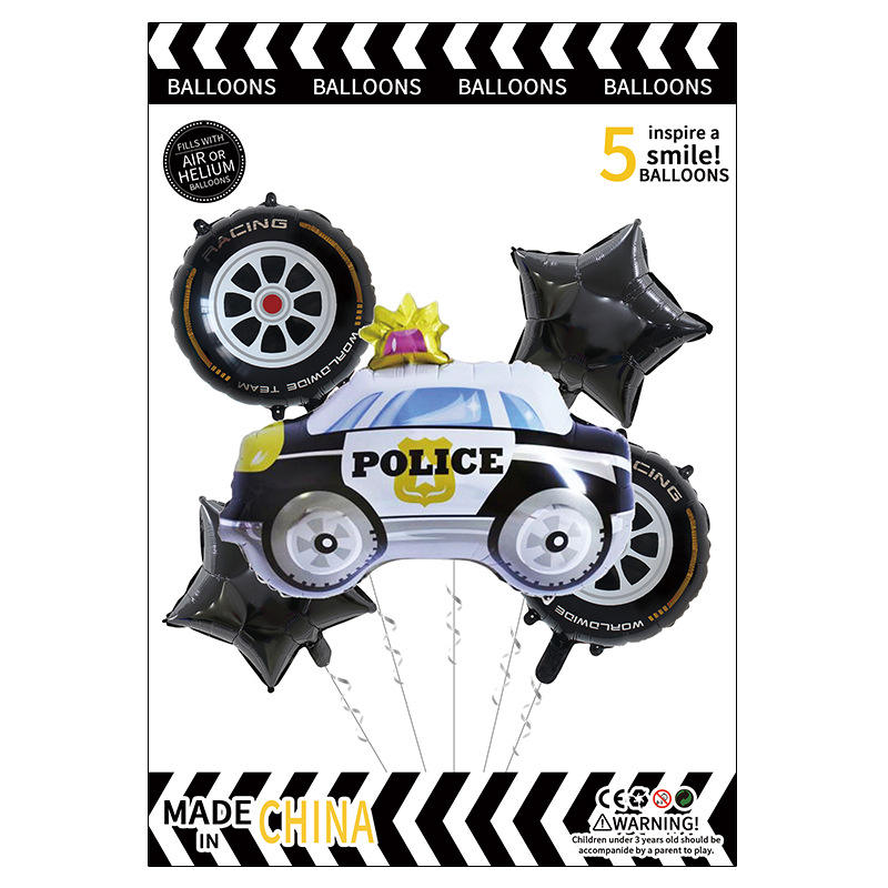 A five-piece police car set
