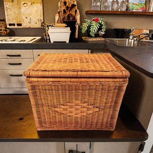 Lớn Hình Chữ Nhật Thủ Công <span class=keywords><strong>Wicker</strong></span> Lưu Trữ Giỏ Mây Tự Nhiên Bin Organizer Container Cho Nhà Giặt ủi Phòng - Product Image 1