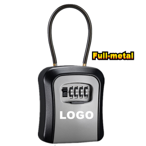 Coffre-fort de voyage extérieur/intérieur sécurisé en métal avec serrure à combinaison suspendue, code à 4 chiffres, serrure électronique à clé, rouge, noir, gris, LOGO - Product Image 1