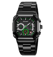 Montre à quartz pour homme avec bracelet en acier inoxydable de haute qualité, étanche 3 ATM, élégante, verre carré, affichage de la date, design tendance, 14 mm