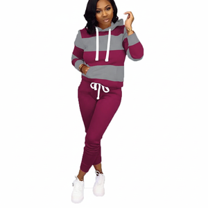 Saison d'hiver Femmes s Color Block Tracksuit 2 Piece Outfits Casual Long Sleeve Full Zip Jacket and Pants Sport Set Sweat Suits - Product Image 1