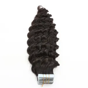 wholesale Deep Wave Tape In Hair Extensions 100% human hair extensions Factory Price tape hair extensions