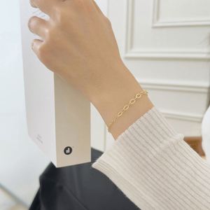 Dylam Unique Design Rhodium 14K Gold Plated Sparkle Minimalist Link Chain Women Jewelry <b>Bangles</b> & <b>Bracelets</b> Adjustable Length - Product Image 5