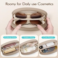 Étui à lunettes en cuir PU pour 2 paires, organiseur double pour lunettes de soleil avec fermeture éclair, boîte portable anti-pression
