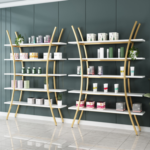 Estantes de Exhibición para Tiendas de Cosméticos, Diseño Personalizado, Multicapa, Dorado Brillante, Exhibidor de Perfumes para Salón de Belleza - Product Image 2