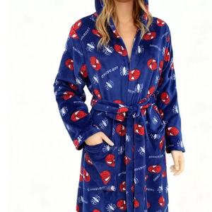 Pigiama <span class=keywords><strong>da</strong></span> Donna con Motivi Cartoon, Vestaglia Supereroe Spider a Maniche Lunghe, Lunghezza al Ginocchio, Accappatoio Spesso con Cappuccio in Flanella - Product Image 5