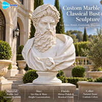 Buste de philosophe en marbre grec, sculpture en pierre sculptée à la main, portrait durable, décoration pour villa, hôtel, musée, cour, galerie, hall