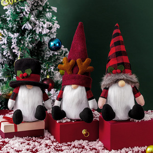 2025 New Gnome Plush Elf Rudolph Plaid Hat Forest Old Man Doll Christmas Ornament Decoration Supplies - Product Image 1