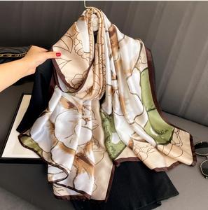 Nouveau foulard pour femmes, foulard musulman imprimé, satin de soie, 180 * 90 cm, châle pour femmes, long châle de soirée, vente en gros - Product Image 3