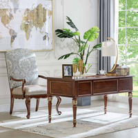 Nouveau Style français élégant Antique rétro classique président ensemble de meubles de bureau à domicile maître patron bureaux en bois avec ensemble de bibliothèques
