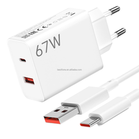 Chargeur USB 67W avec câble USB Type C 6A pour Xiaomi, charge rapide Turbo 67W, adaptateur secteur USB pour Xiaomi 14/13/11T/11 Ultra