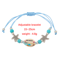 Bracelet coquillage personnalisé San Andres, fait main, réglable, corde, étoile de mer, souvenir de plage, bijoux